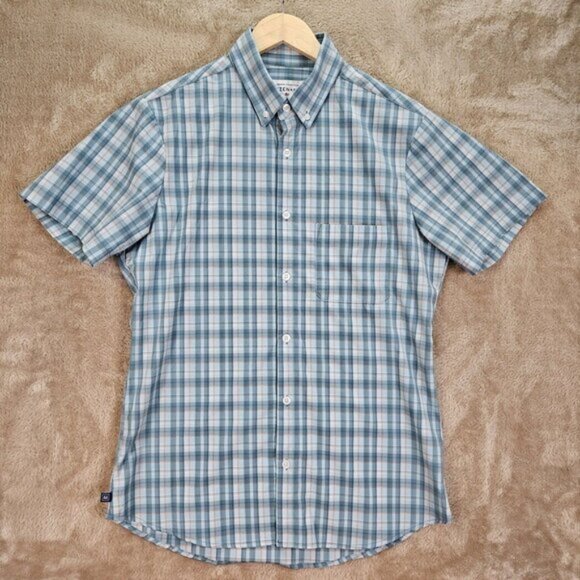 Made in America Mizzen + Main Shirt Trim Fit Short Sleeve Button-Down Men's Sz M - Picture 2 of 10